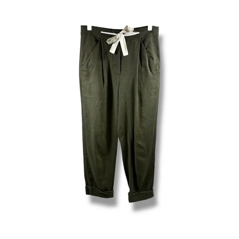 Wilfred Aritzia Allant Crepe Trousers in Olive Green Size 4